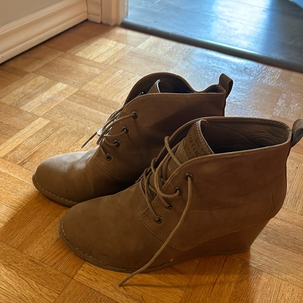Tan suede ankle boots